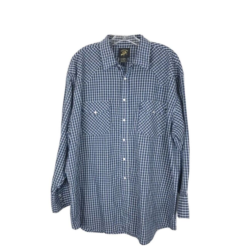 Saddle King Vintage Shirt Mens Size 17.5 Pearl Snap Western Rockabilly Plaid USA